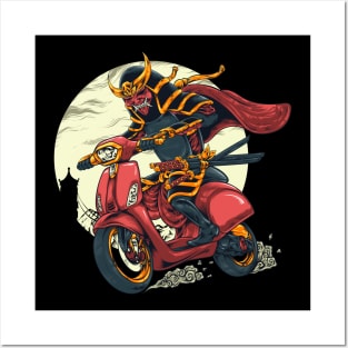 Japanese Evil Samurai Katana Warrior Riding Motor Posters and Art